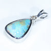 Sterling Silver - Solid Queensland Boulder Opal - Natural Diamond