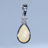 Natural Australian Boulder Opal Silver and Diamond Pendant
