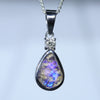 Natural Australian Boulder Opal Silver and Diamond Pendant
