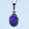 Natural Australian Boulder Opal Silver Pendant With Natural Diamond