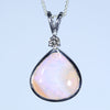Natural Australian Boulder Opal Silver and Diamond Pendant