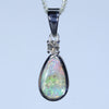 Natural Australian Boulder Opal Silver Pendant with Natural Diamond