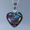 Natural Australian Heart Boulder Opal Matrix Silver Pendant