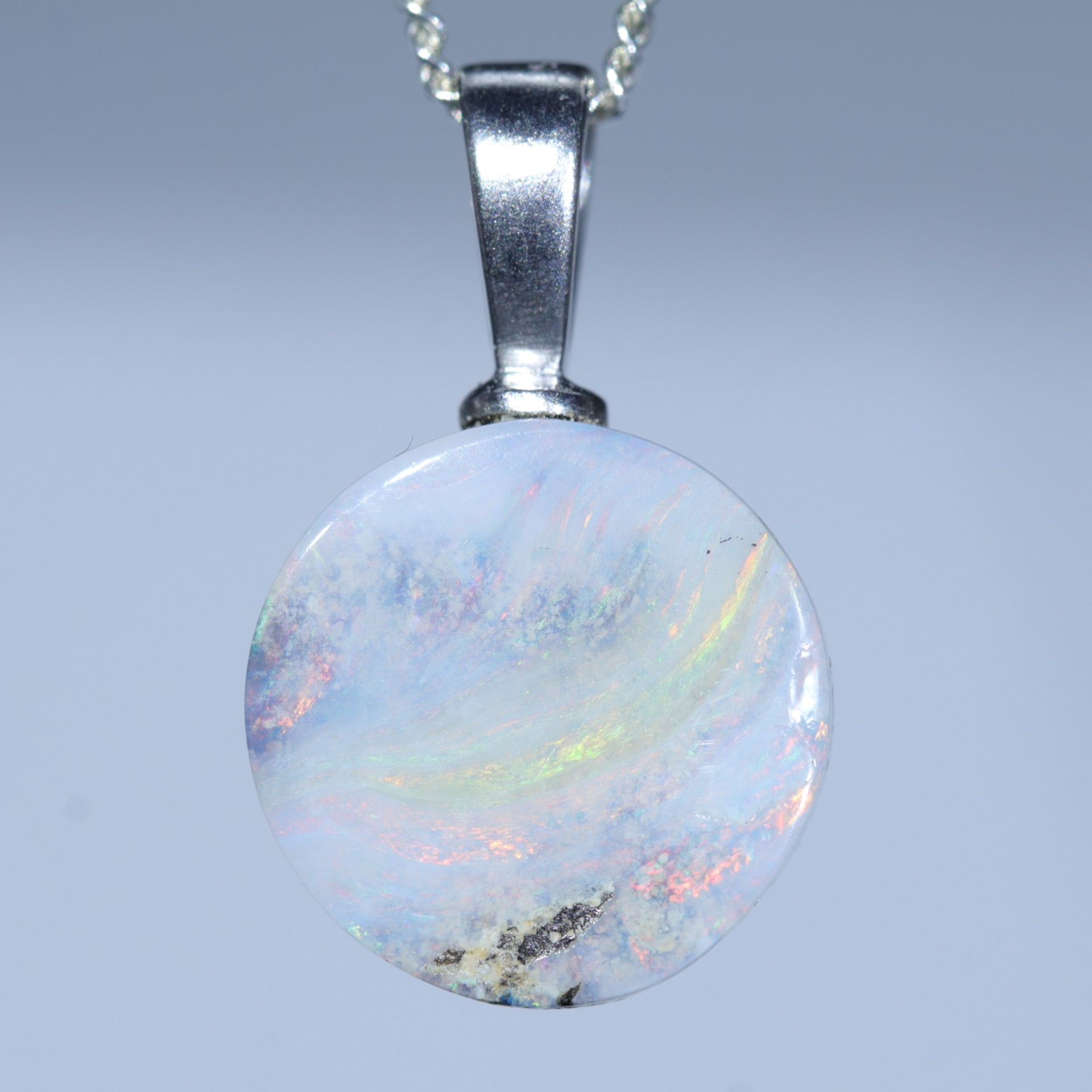 Australian Boulder Opal Silver Pendant with Silver Chain (12mm x 12mm) Code-FF72