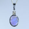 Natural Australian Boulder Opal Silver and Diamond Pendant
