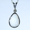 Natural Australian White Opal Silver and Diamond Pendant