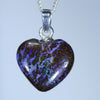Natural Australian Boulder Opal Matrix Heart Silver Pendant