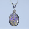 Natural Australian Boulder Opal Silver and Diamond Pendant