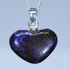 Natural Australian Opal Matrix Heart Silver Pendant