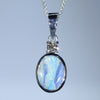Natural Australian Boulder Opal Silver and Diamond Pendant