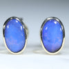 Natural Australian Boulder Opal Gold Stud Earrings