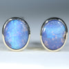 Natural Australian Boulder Opal Gold Stud Earrings