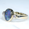 Natural Solid Australian Black Opal and Diamond 18k Gold Ring - Size 7 US Code - EM323
