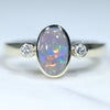 Natural Australian Lightning Ridge Gold and Diamond Opal Ring