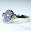 10k Gold - Solid Dark Lightning Ridge Opal - Natural Diamonds