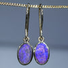 Natural Australian Boulder Opal Gold Drop Earrings