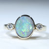 Natural Australian Lightning Ridge Opal and Diamond Gold Ring