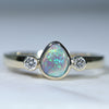 Natural Australian Crystal Opal Gold and Diamond Ring