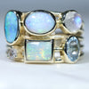 Natural Australian Opal and Gem Stone Gold Ring  - Size 7.75 Code - EM70
