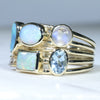 Natural Australian Opal and Gem Stone Gold Ring  - Size 7.75 Code - EM70