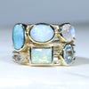Enjoy a gold Ring with natural Opals and Gemstones
