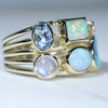 Natural Australian Opal and Gem Stone Gold Ring  - Size 7.75 Code - EM70