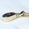 Lightning Ridge Black Opal and Diamond 18K Gold Pendant (9mm x 4mm) Code - AA32
