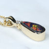 Lightning Ridge Black Opal and Diamond 18K Gold Pendant (9mm x 4mm) Code - AA32
