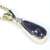 Lightning Ridge Black Opal and Diamond 18K Gold Pendant (9mm x 4mm) Code - AA32