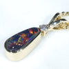 Lightning Ridge Black Opal and Diamond 18K Gold Pendant (9mm x 4mm) Code - AA32