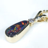 Lightning Ridge Black Opal and Diamond 18K Gold Pendant (9mm x 4mm) Code - AA32