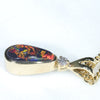 Lightning Ridge Black Opal and Diamond 18K Gold Pendant (9mm x 4mm) Code - AA32