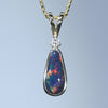 Lightning Ridge Black Opal and Diamond 18K Gold Pendant (9mm x 4mm) Code - AA32