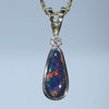 Lightning Ridge Black Opal and Diamond 18K Gold Pendant (9mm x 4mm) Code - AA32
