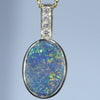 Natural Australian Lightning Ridge Black Opal Gold and Diamond Pendant