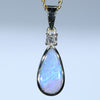 Natural Australian Boulder Opal gold and Diamond Pendant