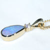 Natural Australian Boulder Opal and Diamond Gold Pendant (10mm x 5.5mm) Code - AA09