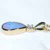 Natural Australian Boulder Opal and Diamond Gold Pendant (10mm x 5.5mm) Code - AA09