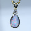 Natural Australian Boulder Opal Gold and Diamond Pendant