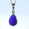 Natural Australian Boulder Opal Gold and Diamond Pendant