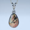 Natural Australian Boulder Opal Silver and Diamond Pendant