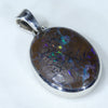 Queensland  Boulder Opal Matrix Silver Pendant with Silver Chain (16mm x 12mm)  Code - FF78