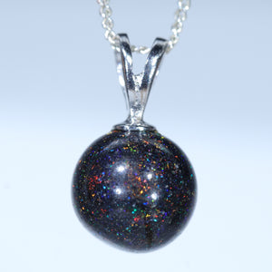 Natural Australian Fairy Opal Round Ball Silver Pendant
