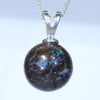 Natural Australian Boulder Opal Matrix Silver Ball Pendant