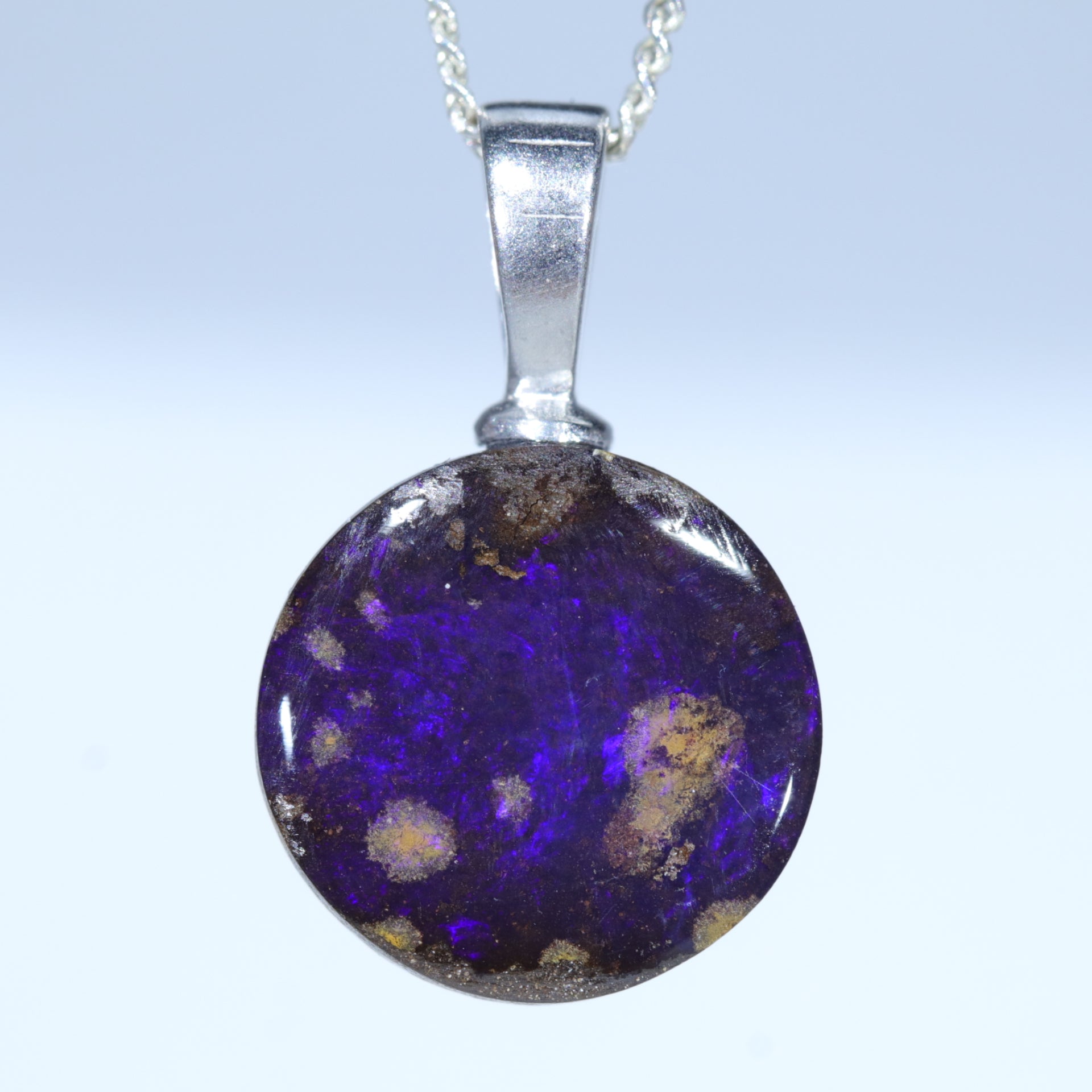 Queensland Boulder Opal Silver Pendant with Silver Chain (12mm x 12mm) Code - FF68