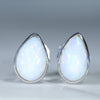 Natural Australian White Opal Silver Stud Earrings