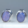 Natural Australian Boulder Opal Silver Stud Earrings
