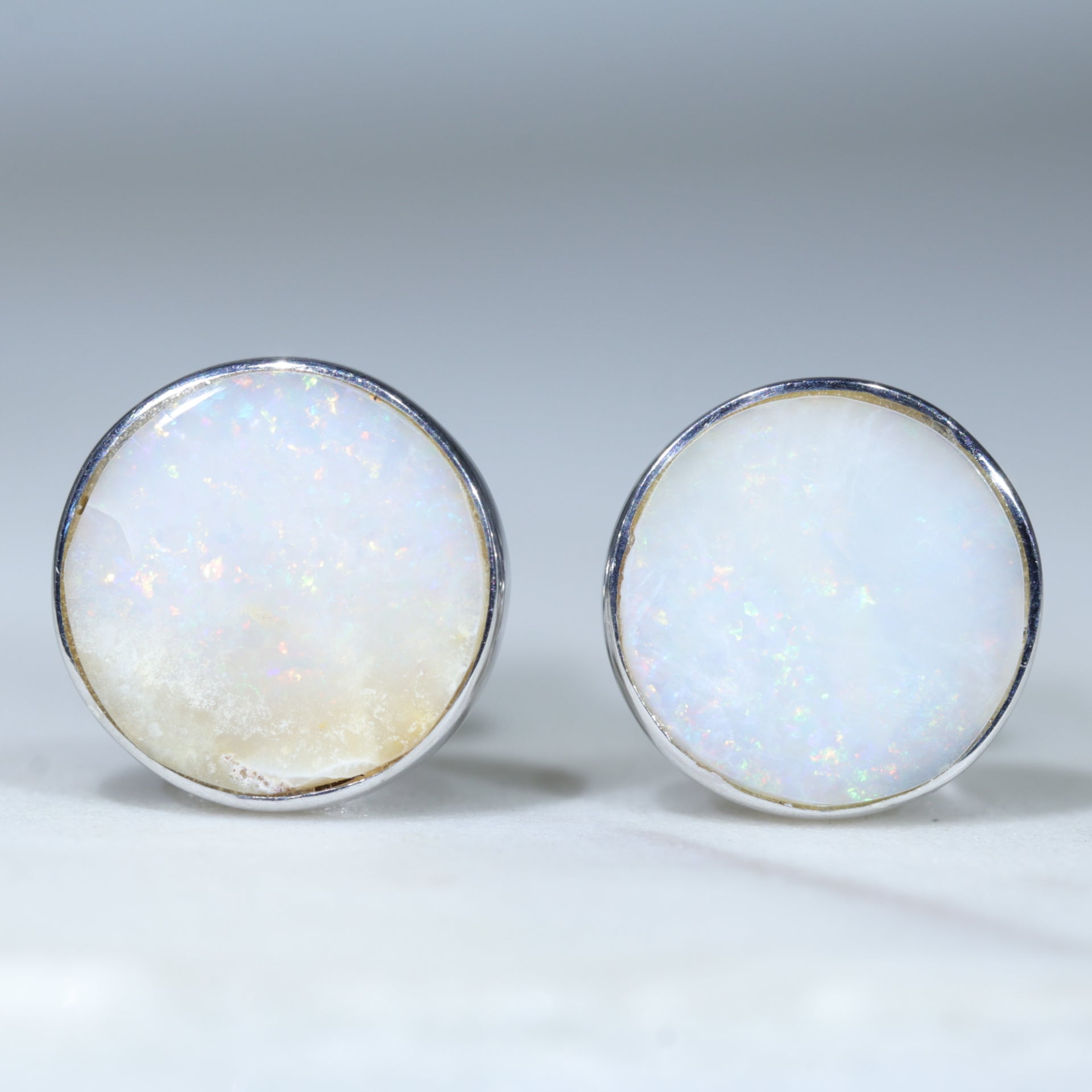 Sterling Silver Opal Stud Earrings | Opal Earrings UK - Opal Jewellery UK