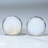 Natural Australian White Opal Silver Stud Earrings