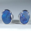 Natural Australian Boulder Opal Silver Stud Earrings